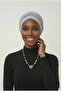 Pearl Embroidered Light Gray Ready-To-Wear Turban Hijab Medical Use Suitable - 7
