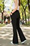Women's Black High Waist Flared Sweatpants - 3