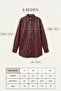 Burgundy Oversize Leather Shirt with Pocket Detail - 8
