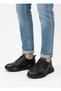 Black Genuine Leather Lace-Up Sneakers - 2