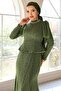 Necklace Detailed Fish Model Lace Hijab Evening Dress Khaki 1058 - 2