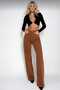 Brown Lycra Super High Waist Loose Jeans Palazzo Trousers. (SUPER HIGH) Wide Leg - 4