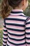 Girls Half-Neck Long Sleeve Ruffle Striped Blouse – Cotton Viscose Blend - 4