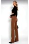 Alya Ikon Gold Loose Denim Trousers Brown Lycra Palazzo - 3