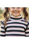 Girls Half-Neck Long Sleeve Ruffle Striped Blouse – Cotton Viscose Blend - 5