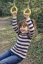 Girls Half-Neck Long Sleeve Ruffle Striped Blouse – Cotton Viscose Blend - 7