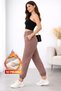 Women's Brown Winter Thick Ribbon 3 Thread Sweatpants Trousers - 3