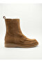 Women's Buckle Detailed Tan Genuine Leather Suede Boots