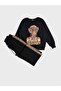 Girls' Cotton Black Leopard Printed Long-Sleeve Wide-Leg Tracksuit Set - 2