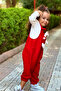 Unisex En Çizgi Corded Fabric 2-Piece Salopet with Teddy Toy - 6
