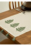 Green Color Tree Embroidered Tasseled Buldan Handwork Cotton Runner (40X130 cm) - 6