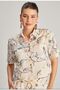 Patterned Short Sleeve Linen Shirt - 2