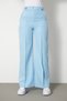 Women's Light Blue High Waist Palazzo Pants with Pockets, Wide Legs, Button Detail Slim Fit Kalip Trousers - 7
