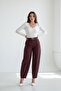 Plum Modern Cut Belted High Waist Wide Leg Fabric Trousers Mg2618 - 3