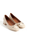 Valentina Beige Yanki Faux Leather Bow Detail - 4