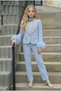 Girls' 4-Piece Set, Stone-Embellished Feathered Jacket, Pants, Blouse, Neck Flower, Holiday Wedding Graduation Outfit - 4