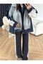 Women's Top and Bottom Set Layer Look Oversized Contrast Color Gradient Zippered Tracksuit Set - 5