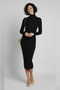 Long Sleeve Turtleneck Corded Fabric Fitted Knitwear Dress - 5