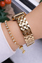 Original 2-Year Warranty Women's Wristwatch Gold Color Plated Steel Band + Bracelet as a Gift - 2