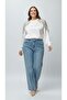 Premium Plus Size Jeans Wide Leg High Waist Pearl Stone-Detail Denim Trousers