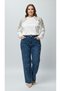 Premium Plus Size Jeans Wide Leg High Waist Pearl Stone-Detail Denim Trousers