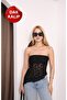 Strapless Collar Lace Asymmetrical Bodycon Dress Black