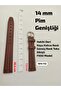 14 mm Compatible Watch Band Genuine Leather Dark Brown Color Stitched, Ribbed Leather - Silver Color Buckle - 5