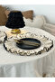 2-Piece Natural Linen Embroidered Round Charger - 4