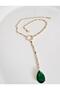 Premium Green Zircon Stone Y Chain Necklace 45 cm - 5