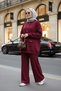 Oslo Thessaloniki Fabric Cardigan Double Suit – O Oversized Mold – Winter Hijab Suit Burgundy - 6
