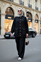 Oslo Thessaloniki Fabric Cardigan Double Suit – O Oversized Mold – Winter Hijab Suit Black - 3