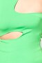 Women Round Neck Sleeveless Solid Cut Out Detail Top, Light Green - 5