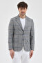 Ferruci Men's Black - Blue Plaid Slim Fit Slim Fit Mono Collar Sports Blazer Jacket