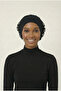 Corded Ruffled Front Pleated Piped Black Ready-To-Wear Turban Hijab Bonnet Suitable for Medical Use - 7
