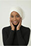 Corded Ruffled Front Pleated Piped Cream Ready-To-Wear Turban Hijab Bonnet Suitable for Medical Use - 2