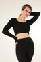 Long Sleeve Square Neck Ribbed Crop