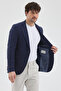 Giove Elbow Men's Navy Blue Cotton Linen Blended Slim Fit Spring-Summer Sports Blazer Jacket - 6