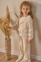 3-Piece Girls' Top and Bottom Set with Muslin Vest and Ruffle-Cuffed Trousers, Cream - 2