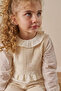 3-Piece Girls' Top and Bottom Set with Muslin Vest and Ruffle-Cuffed Trousers, Cream - 3