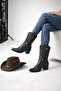 Melinta Women's Black Leather Embroidered Cowboy Boots - 2