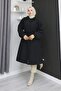 Hidden Placket Trench Coat Black 4430 - 3