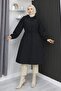 Hidden Placket Trench Coat Black 4430