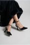 Beryls women's black ankle-tie pointed mid-heel summer stylish shoes - 4