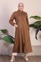 Women's Large Size Hijab Suede Cap Top Coat with Neck and Zipper Long Hijab Suede Top Coat - 5