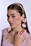 White Pearl Maternity Crown with Pink Dangling Earrings 1012 - 5