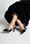 Women's Pointed Toe Tapered 7cm Heel Black Slingback Summer Prom Shoes with Side Buckle - 2