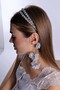 White Pearl Maternity Crown with Gray Dangling Earrings 1012 - 4