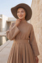 Combed Cotton Bonnet Turban with Detachable Bow on the Back, S-4, Chocolate - 2
