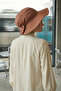 Combed Cotton Bonnet Turban with Detachable Bow on the Back, S-4, Dark Brown - 3