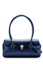 Baguette-Shaped Special Lock Pendant Detail Hilly Women's Shoulder Bag Navy Blue